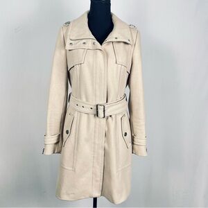 Kenneth Cole New York Wool Blend Womens Belted Trench Peacoat Neutral Size 10